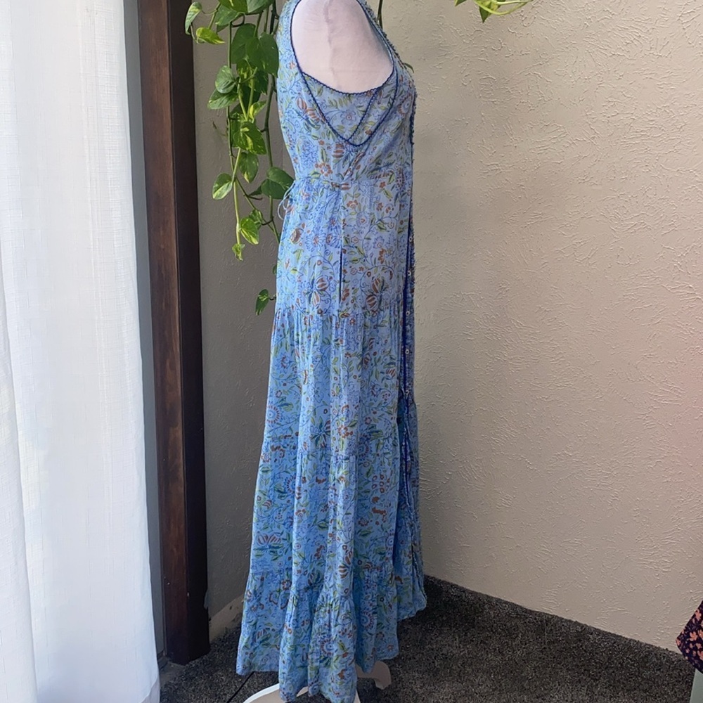 Poupette St.Barth Blue Ruffled Tiered Maxi Sundress Women’s Nana Long Dress SzXS - Picture 7 of 13